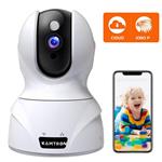 Security Camera 1080P Pet Camera - KAMTRON WiFi Home Security System for Office/Baby Monitor, 2.4Ghz PTZ Indoor IP Wireless Dome Camera with Night Vision, Two-Way Audio, Cloud Service Available, White