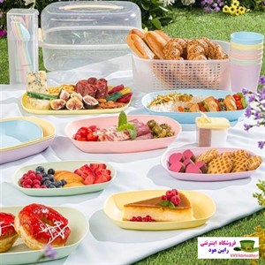 سبد پیک نیک ۴۲ پارچه لیمون مدل پاستیلی