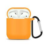 ZALU Compatible for AirPods Case with Keychain, Shockproof Protective Premium Silicone Cover Skin for AirPods Charging Case 2 & 1 (AirPods 1, Orange)