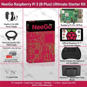 Raspberry Pi 3 B Plus Ultimate Kit Complete Set Includes pi Motherboard 7” Touchscreen Display Power Supply 32GB SD Card Heatsinks Official Case 6ft HDMI Cable Keyboard 