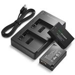 RAVPower LP E17 Camera Battery Charger with 2-Pack Batteries for Canon EOS 77D, Rebel T6i, Rebel T7i, 750D,760D, 800D, 200D, 8000D, M3, M5, M6, Rebel T6s, Kiss X8i, Rebel SL2 (7.2V, 1000mAh) (Renewed)