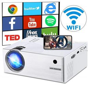 WiFi Projector 2600 Lumens, DIWUER Mini Portable Video Projectors, WiFi Directly Connect Smartphones for Home Outdoor Movie Theater, Support Full HD 1080P, HDMI, VGA, SD Card, AV, USB 