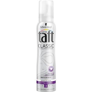 موس حالت دهنده مو تافت سری Classic مدل Halt And Pflege حجم 150 میلی لیتر Taft Classic Schaumfestiger Halt And Pflege Mousse Hair Styling Spray 150ml