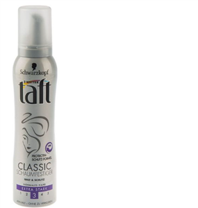 موس حالت دهنده مو تافت سری Classic مدل Halt And Schutz حجم 150 میلی لیتر Taft Classic Schaumfestiger Halt And Schutz Mousse Hair Styling Spray 150ml