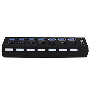 Multi Ports 6-Port USB 2.0 Hub High Speed USB Expander with SD/TF Card Reader LED Breathing Light Data Transmission Splitter for PC Laptop Computer Accessories (White) 