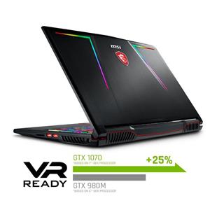 MSI GE63 Raider RGB-010 15.6" 120Hz 3ms Performance Gaming Laptop GTX 1070 8G i7-8750H (6 Cores) 16GB 256GB SSD + 1TB Per Key RGB KB, VR Ready, Metal Chassis, Windows 10 64 bit 