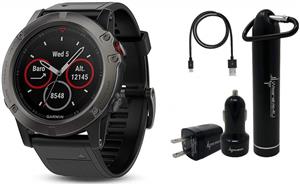 Wearable4U Garmin Fenix 5X Sapphire Multisport GPS Watch with Preloaded Topo Maps Ultimate Power Bundle 