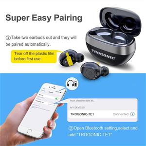 Wireless Earbuds TROGONIC TE1 Bluetooth 5.0 IPX5 Mini with 35H Playtime Deep Bass Noise Cancelling Silicon Mic True Portable Charging Case 
