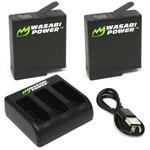 Wasabi Power Battery (2-Pack) and Triple USB Charger for GoPro Hero 7 Black, Hero 6 Black, Hero 5 Black, Hero 2018