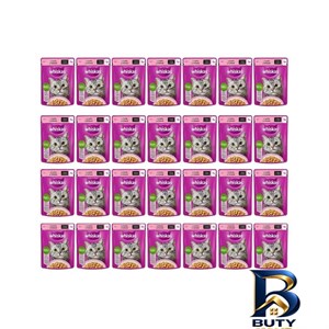 پوچ گربه بالغ ویسکاس مدل GRAVY با طعم ماهی سالمون وزن ۸۵ گرم بسته ۲۸ عددی