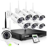 ZOSI 1080P 8CH Wireless Security Cameras System 2.0MP H.264+ NVR 1TB Hard Drive with 8 Full HD 1080P Bullet IP Cameras 65ft Night Vision, Smart Recording, Motion Detection