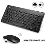 Wireless Keyboard and Mouse Combo, FD iK6620 2.4GHz Cordless Cute Round Key Set Smart Power-Saving Whisper-Quiet Slim Combo for Laptop, Computer,TV and Mac (79-Key, Mint Green No Number Keys)