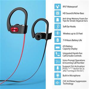 هدفون بلوتوثی امپو Mpow Flame Mpow Flame Upgraded Bluetooth Headphones with Case, IPX7 Waterproof Wireless Earphones Sport W/Mic, 7-9 Hrs Playtime, in-Ear Wireless Earbuds W/Rich Bass & HiFi Stereo, Running Headphones, Red