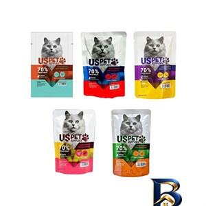 پوچ گربه بالغ یو اس پت مدل Fresh Meat Pack طعم میکس وزن 100 گرم بسته 5 عددی