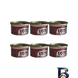 کنسرو غذای گربه بالغ یو اس پت مدل Slice Meat Pack طعم مرغ و گوشت گاو وزن ۸۵ گرم بسته ۶ عددی