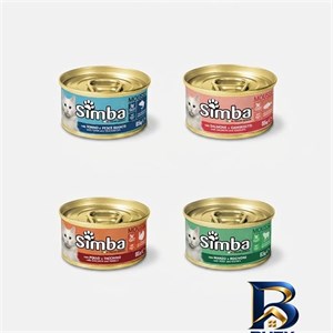 کنسرو غذای گربه بالغ مونژه مدل Simba Cat Mousse طعم میکس وزن 85 گرم بسته 4 عددی