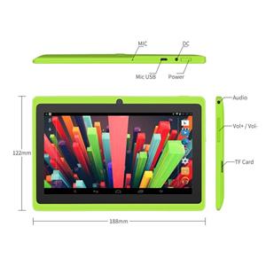 YUNTAB 7 inch Tablet, 1GB RAM 8GB ROM, Google Android OS, Allwinner A33 1.5GHz Quad core CPU, with Pre-Load Games APP, 1024600 Touch Screen with WiFi and Dual Camera.(Green) 