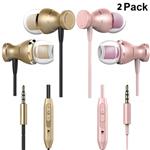 Wired in-Ear Headphones Magnetic Headphones, KEKU 2 Packs with Smart Remote Control and Microphone, Stereo Isolation, for Smartphones, laptops, Games, All 3.5mm Interface Devices