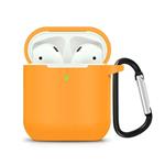 ZALU Compatible for AirPods Case with Keychain, Shockproof Protective Premium Silicone Cover Skin for AirPods Charging Case 2 & 1 (AirPods 2, Orange)