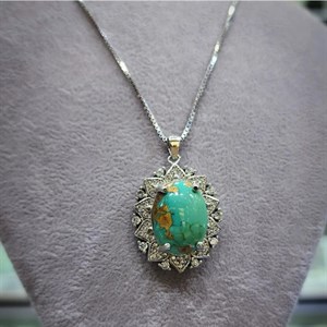 گردنبند فیروزه شجر نیشابوری رگه طلایی زیبا