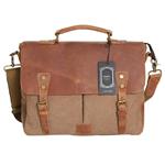 WOWBOX Messenger Bag for Men 14 inch Vintage Leather and Canvas Men's Satchel Shoulder Bag Business Briefcase Laptop Bag for Work School Green