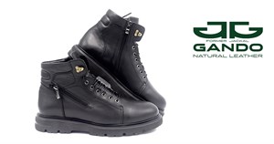 بوت چرم طبیعی مشکی کد 346