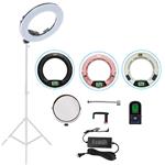 Yidoblo FE-480 LCD Screen 18" 96W 480 SMD LED Ring Light Bi-color 3200K-5500K Camera Photo Studio Video Portrait Photography With Wireless Remote + Phone/Camera Holder + Mirror + Adapter White