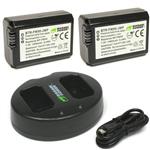 Wasabi Power NP-FW50 Battery (2-Pack) and Dual USB Charger for Sony Alpha a5100, a6000, a6300, a6400, a6500, Alpha a7 II, a7R, a7R II, a7S, a7S II, Cyber-Shot DSC-RX10 II, RX10 III, RX10 IV and More