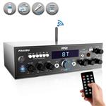 Wireless Bluetooth Power Amplifier System - 200W Dual Channel Sound Audio Stereo Receiver w/ USB, SD, AUX, MIC IN w/ Echo, Radio, LCD - For Home Theater Entertainment via RCA, Studio Use - Pyle PDA6BU