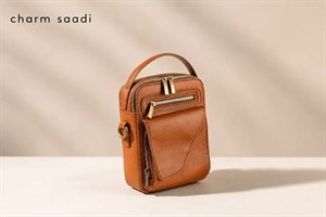 کیف دوشی مردانه چرم طبیعی دست دوز چرم سعدی