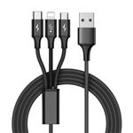 Multi USB Cable,USB to Lightning/Micro/USB C 3 in 1 Braided Charging Cable for iPhone X/8 Plus/7 Plus/iPad/MacBook/Galaxy S8 Plus Note 8/Lg V20(Black)