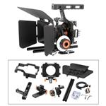 YaeCCC Video Stabilizer Kit 15mm Rod Rig Camera Cage+Follow Focus+Matte Box Compatible with Sony A7 (Orange) DSLR Video Camera Cage Mount Rig Cage Kit