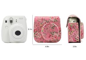 Wogozan Mini Camera Case for Fujifilm Instax 9 8 Instant Film Premium PU Leather with Shoulder Strap (Rose Pink) 