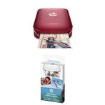 HP Sprocket Portable Photo Printer (Red) with additional 20 sheets ZINK Sticky-Backed Photo Paper