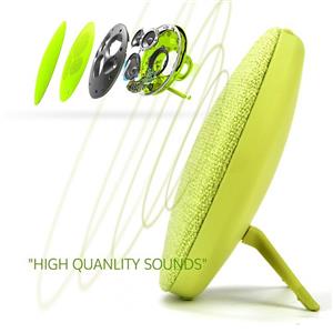 Fabric Bluetooth Speaker, Portable Wireless Indoor Outdoor Speakers with Detachable Holder and Built-in Mic Support AUX Mode SD/TF Card for PC iPhone Cell Phone (Green) 