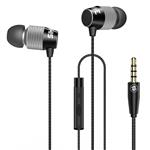 (SIHIVIVE Headphones with Mic Metal Wired Earphones Remote Bass Stereo Noise isolating Earbuds Dual Diaphragm Transducer for All Cell Phones Android iOS with 3.5MM Jack(Black and Silver