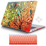 iCasso MacBook Air 13 Inch Case 2018 Release A1932 with Retina Display, Durable Rubber Coated Plastic Cover with Keyboard Cover Compatible Newest MacBook Air 13 with Touch ID, Birds