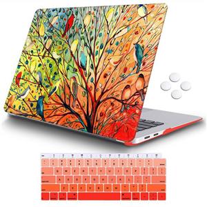 iCasso MacBook Air 13 Inch Case 2018 Release A1932 with Retina Display, Durable Rubber Coated Plastic Cover Keyboard Compatible Newest Touch ID, Birds 