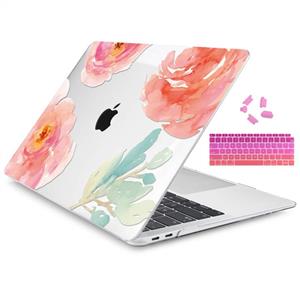 Dongke MacBook Air 13 Inch Case A1932 2019 2018 Compatible Touch ID Retina Display 3 in 1 Bundle, Hard Shell & Keyboard Cover Set (Art Flower)