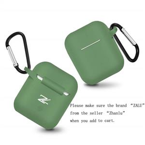 ZALU Compatible for AirPods Case with Keychain Shockproof Protective Premium Silicone Cover Skin Charging 2 1 Grass Green 