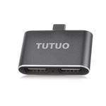 TUTUO USB Hub Type C to USB-A Adapter OTG 2 Ports High Compatible for MacBook Pro, Chromebook Pixel/XL Pixel C, Nexus 5X 6P, Huawei P20 P10, Samsung Galaxy S9, OnePlus6, Lumia 950/XL and More(Grey)