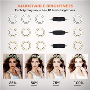 LED Ring Light, UBeesize Dimmable Mini for YouTube Videos, Selfie Makeup with iPhone/Android Phone, 3 Colors Mode 10 Level Brightness Temperature 3000K-5000K 