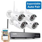 Update Expandable Wireless Security Camera System, SANNCE 1080P 8CH NVR and 4 pcs 960P IP66 Weatherproof Surveillance Cameras,Indoor/Outdoor with 100FT Night Vision, NO HDD Included