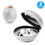 2 Packs GLCON Hard Earphone Case Headphone Organizer - Shockproof Earbud Carrying Case for AirPods - High Protection Small EVA Storage Pouch Bluetooth Earpiece Bag - Lightweight Coin Purse (Silver)