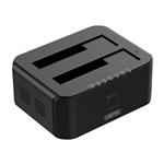 Unitek USB 3.0 to SATA I/II/III Dual Bay External Hard Drive Docking Station for 2.5/3.5-Inch HDD SSD, Hard Drive Duplicator, Offline Clone Function, Support UASP and 10TB - Black