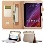 IVSO Asus TransBook Mini T103HAF Case - Premium Leather Slim Folding Stand Folio Cover With Card Slots and Hand Strap for Asus TransBook Mini T103HAF Tablet (Gold)