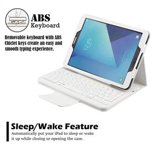 Galaxy Tab S3 9.7 Keyboard Case with Screen Protector Stylus REAL EAGLE Slim Separable Fit PU Leather Cover Wireless for Samsung Inch SM T820 T825 White 