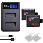 DIGIeye PG1050 Replacement Battery (2-Pack) and USB LCD Dual Charger for 4k Action Camera AKASO EK7000 Brave 4 Campark Crosstour EKEN APEMAN FITFORT DBPOWER EX5000 DROGRACE WP350 