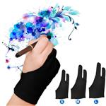 LUCKSTAR Artist Glove Pack of 2 - Anti-fouling Drawing Glove Graphic Drawing Tablet 2-Fingers Glove Artist Gloves for Light Box/Graphic Tablet/Pen Display/iPad Pro Pencil (S)