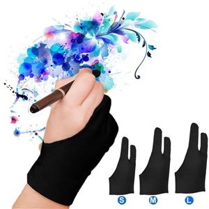 LUCKSTAR Artist Glove Pack of 2 - Anti-fouling Drawing Glove Graphic Drawing Tablet 2-Fingers Glove Artist Gloves for Light Box/Graphic Tablet/Pen Display/iPad Pro Pencil (S) 